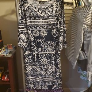 Patterned Dark Blue Dress